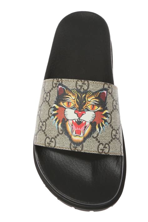 gucci tiger head slides|Gucci tiger slip on goat.